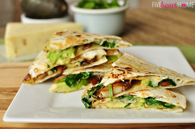 Spinach & Mushroom Quesadillas with Avocado & Pepper Jack - Image 2