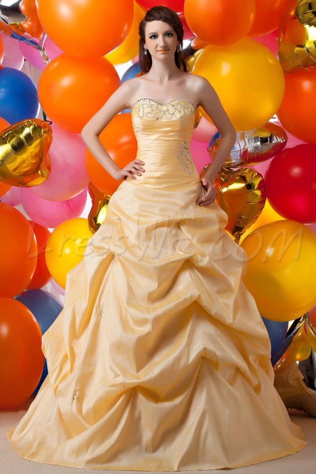 Strapless Neckline Floor-Length Tiered Maria Anastasia's Quinceanaera/Ball Gown Dress 