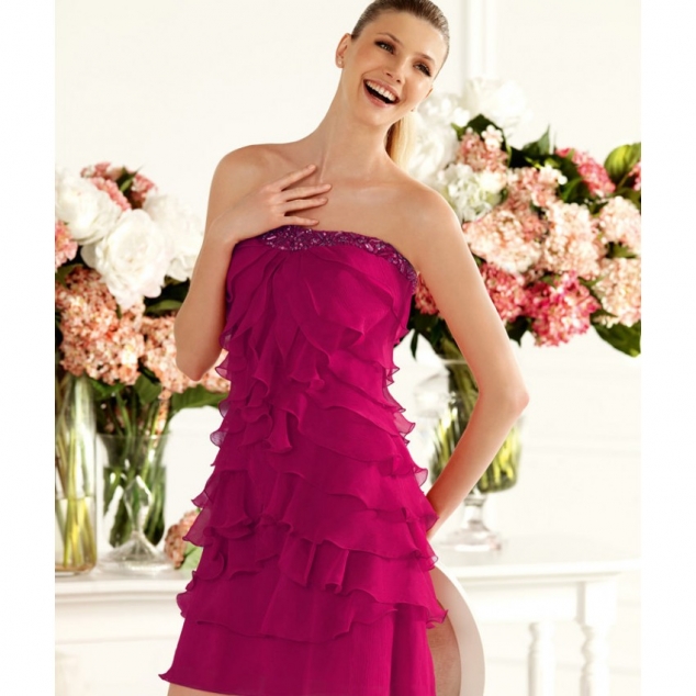 Strapless Ruching Short Length Cocktail Dresses