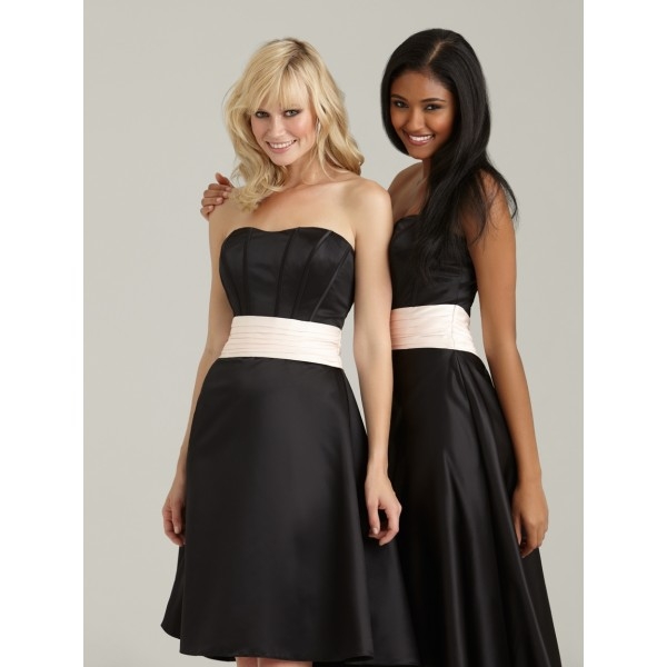 Strapless Sheath Knee Length Bridesmaid Dresses