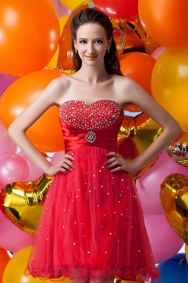 Strapless Sweetheart Neckline with Empire Waist and A line SKirt Beaded Maria Anastasia's Cocktail/H