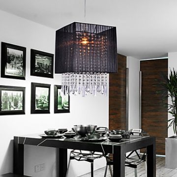 Stylish Pendant Light with Black Fabric Shade