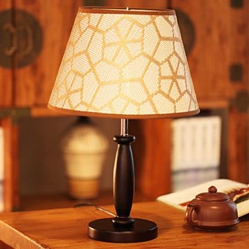 Stylish Woven Decorative Table Lamp Fabric Shade Wood Lamp Holder