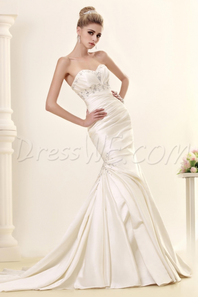 Sumptuous Trumpet/Mermaid Sweetheart Chapel Dasha's Wedding Dress with Beadings 
