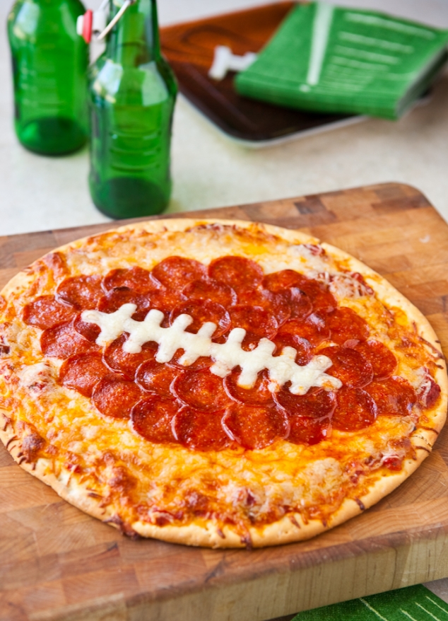 Superbowl food: Football Pepperoni Pizza