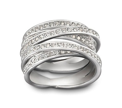Swarovski Rhodium Plated Spiral Ring