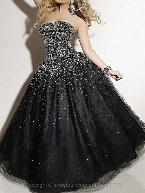 Sweetheart Ball Gown Tulle Floor-length Beading Quinceanera Dresses