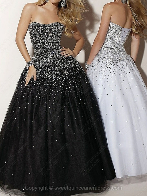 Sweetheart Ball Gown Tulle Floor-length Beading Quinceanera Dresses - Image 2
