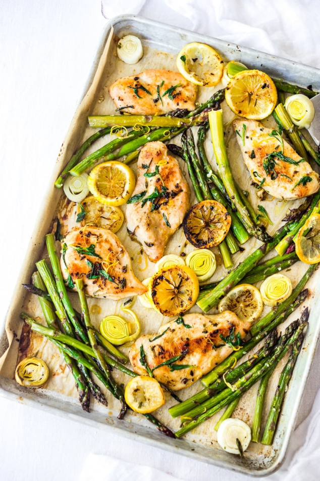 Tarragon Chicken with Asparagus, Lemon and Leeks