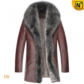 Toronto Men Brown Fur Trim Shearling Coat CW852465