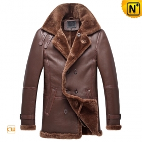 Toronto Sheepskin Leather Pea Coat for Men CW878236
