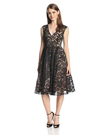 Tracy Reese Women's Dolce Vita Embroidered Organza Fit and Flare Dress