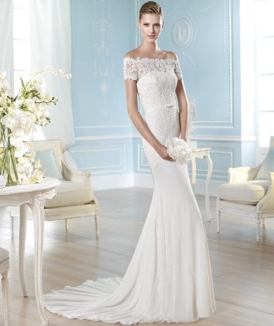 Trumpet-Mermaid Strapless Brush Train Ivory Chiffon Wedding Dress B14S0011
