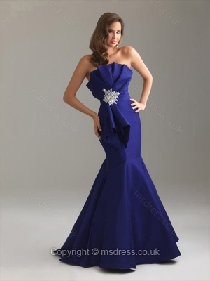 Trumpet/Mermaid Strapless Taffeta Floor-length Sleeveless Crystal Detailing Evening Dresses