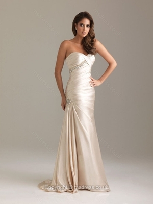 Trumpet/Mermaid Sweetheart Elastic Woven Satin Floor-length Sleeveless Rhinestone Evening Dresses