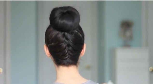 Upside Down French Braid Bun Hairstyle