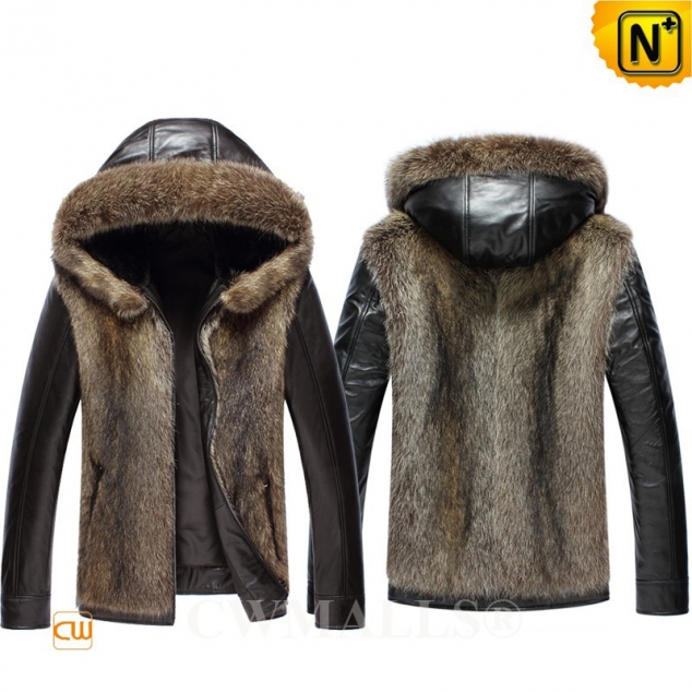 USA Brand | CWMALLS® Minneapolis Raccoon Fur Leather Parka CW817256 [Warmest Sheepskin Fur Coat]