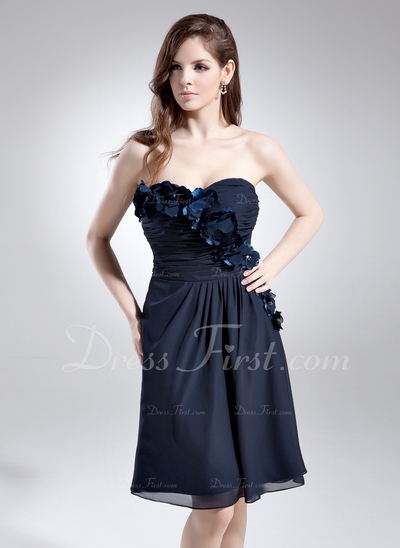 Vestidos princesa/ Formato A Coração Joelho de comprimento De chiffon Vestido de boas vindas com Pre