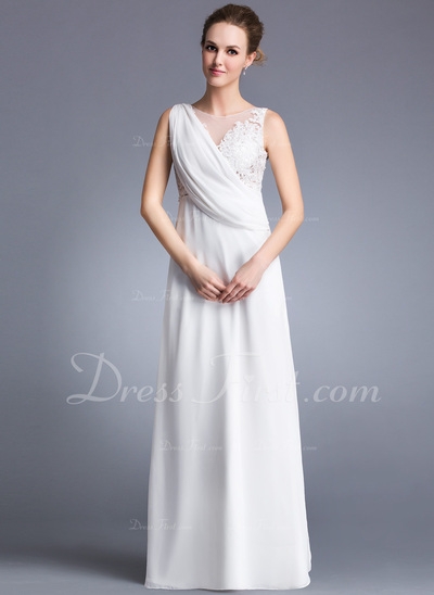 Vestidos princesa/ Formato A Decote redondo Chá comprimento De chiffon Tule Vestido de Férias com Pr