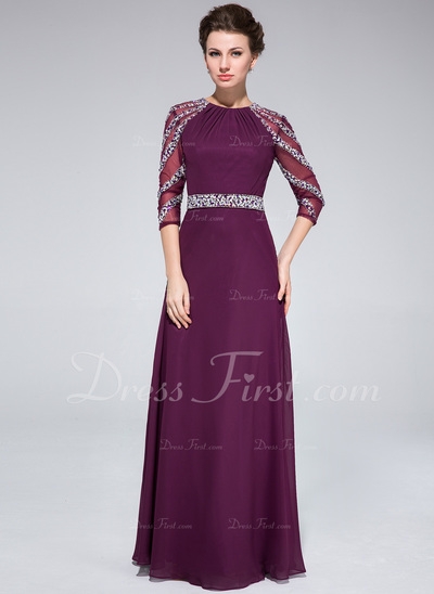 Vestidos princesa/ Formato A Decote redondo Chá comprimento De chiffon Tule Vestido para a mãe da no