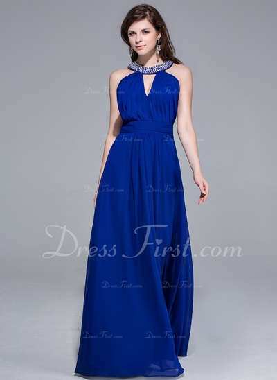 Vestidos princesa/ Formato A Decote redondo Chá comprimento De chiffon Vestido de festa com Preguead