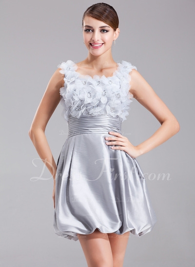 Vestidos princesa/ Formato A Decote redondo curto comprimento Tafetá Vestido de boas vindas com Preg