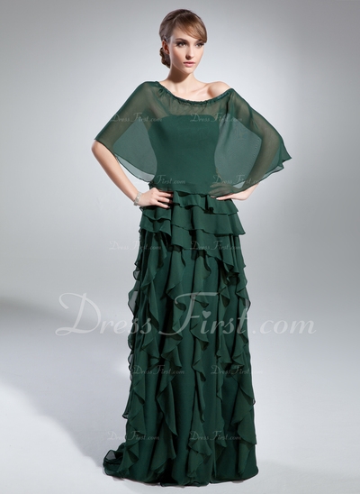Vestidos princesa/ Formato A Sem Alças Chá comprimento De chiffon Vestido para a mãe da noiva com Pr