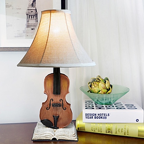 Violin Resin Table Lamp Fabric Shade (220-240V)