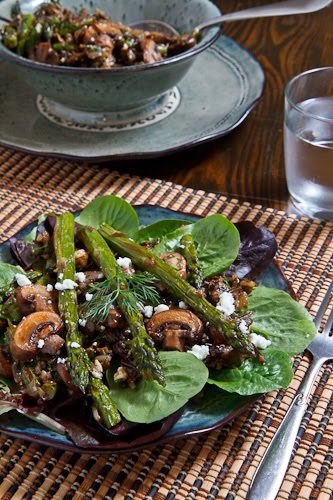 Warm Mushroom, Roasted Asparagus and Wild Rice Salad with Feta - Image 2