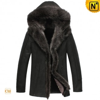 Wellington Fur Leather Coat with Hood
