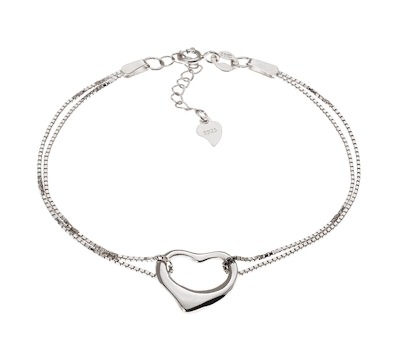 White Gold Plated Open Heart Bracelet by John Greed