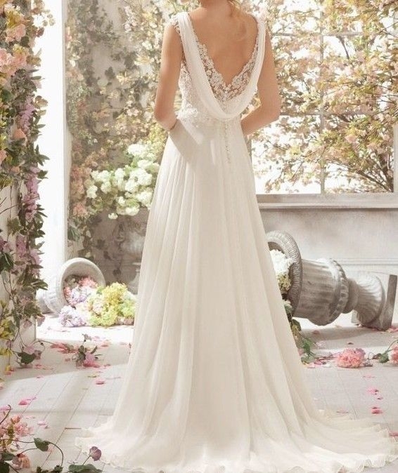 White ivory Lace Bridal Gown beach Wedding Dress - Image 2