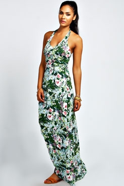 Willow Halterneck Tropical Print Maxi Dress