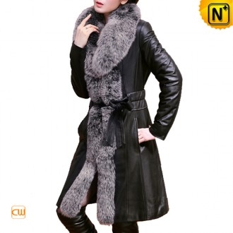 Winnipeg Ladies Black Leather Trench Coat CW680018