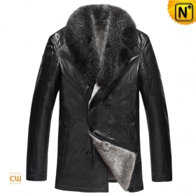 Winter Fox Fur Leather Pea Coat for Men CW868822