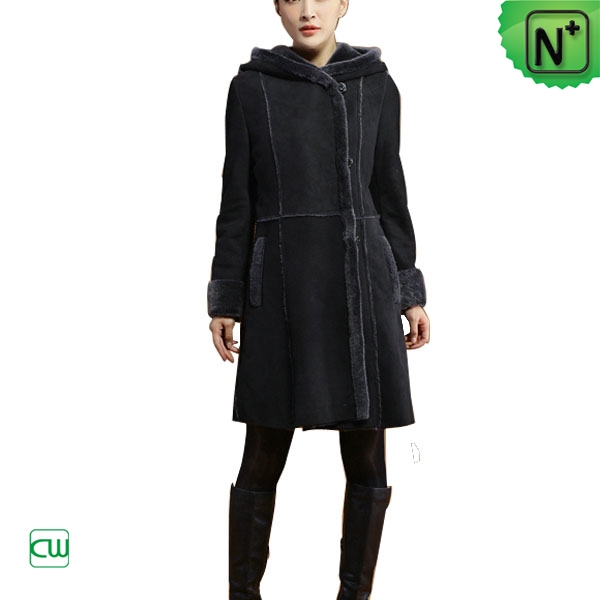 Women Black Shearling Coat CW640210