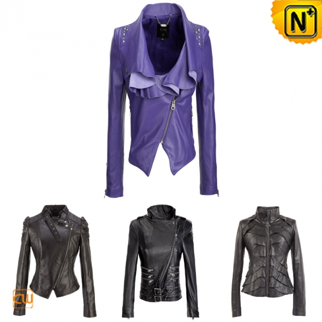Women Cropped Leather Jacket CW148390 - cwmalls.com