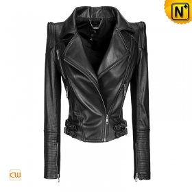 Women Cropped Motorcycle Jacket CW608358 - cwmalls.com