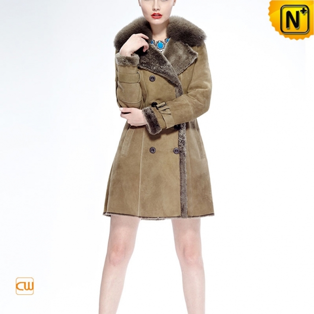 Women's Double Breasted Shearling Coat CW640230