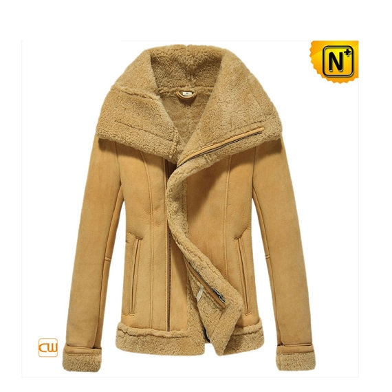 Women Shearling Fur Trimmed Leather Jacket CW640106