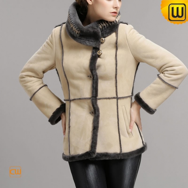 Women Vintage Shearling Jacket CW640257