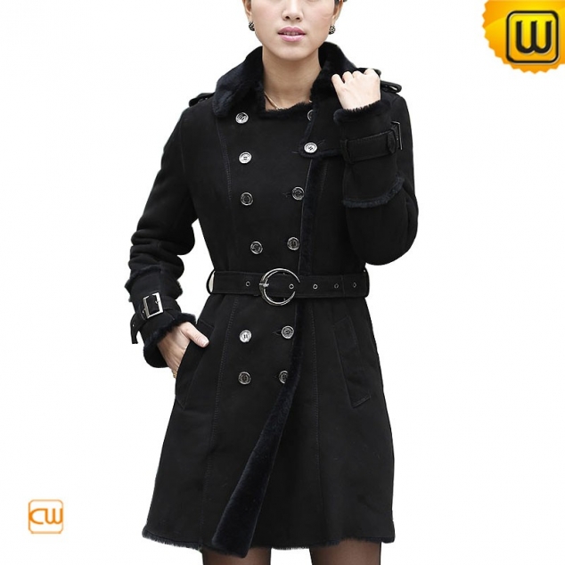 Womens Shearling Coat Black CW640213