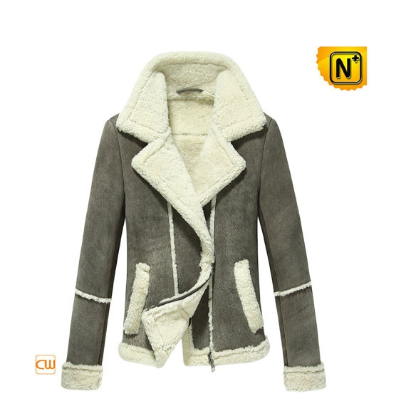 Womens Shearling Lined Motorcycle Jacket CW614029