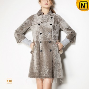 Womens Shearling Pea Coat CW650500 - cwmalls.com