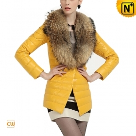 Womens Winter Down Filled Coat with Fur Collar CW613582