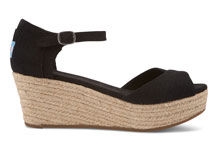 YELLOW LINEN MIX VEGAN WOMEN'S PLATFORM WEDGES