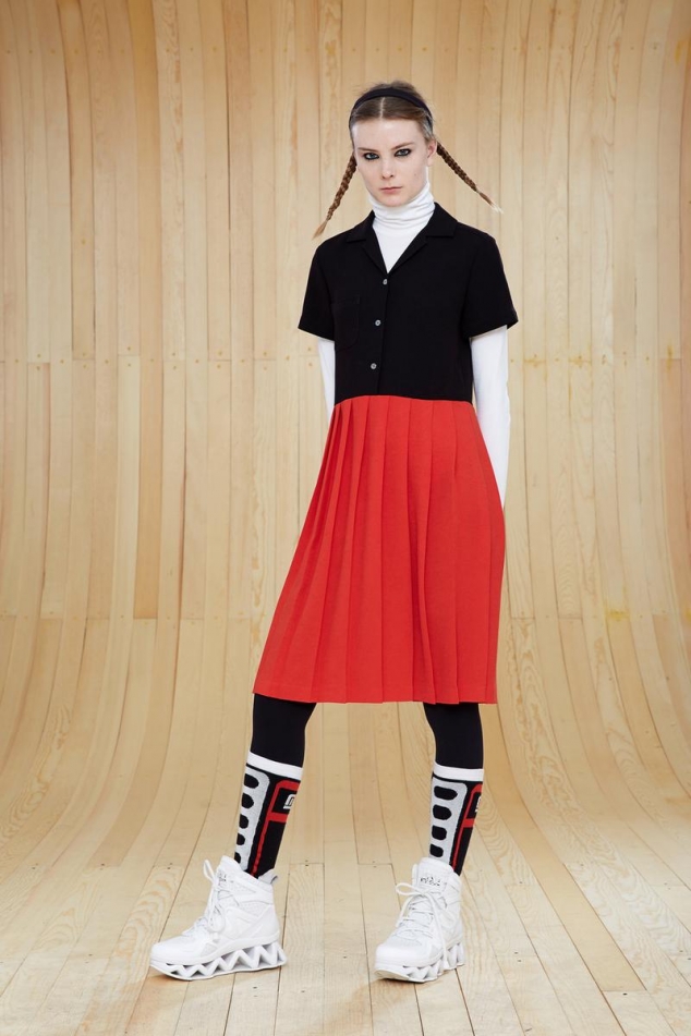 YUMI CREPE SHIRT DRESS WITH PLEATED SKIRT