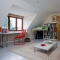 Attic office with red framed windows - Attic Space