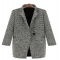 Black White Notch Stand Collar Long Sleeve Oversize Houndstooth Coat