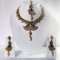 Blue, Green and Off White Antique Finish Imitation Necklace Set - Necklace
